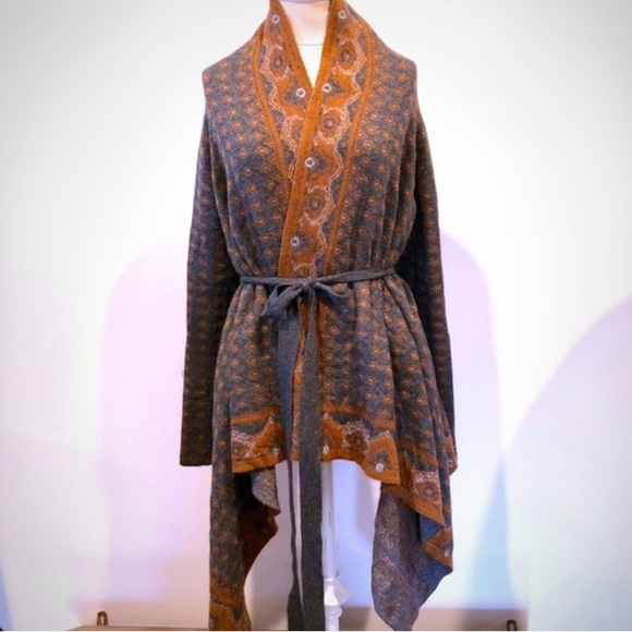 Anthropologie Field Flower Open Front Cardigan Soft Boho Print Stretchy Flowy - Picture 1 of 10